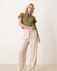 ASOS Tall ASOS DESIGN Tall linen mix pull on pants in stone-Neutral - 1