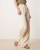 ASOS Tall ASOS DESIGN Tall linen mix pull on pants in stone-Neutral - 4