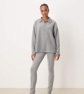 ASOS Tall ASOS DESIGN Tall lounge mix & match lightweight fleece leggings in light gray