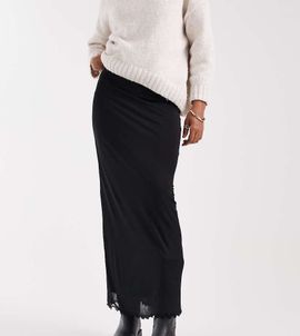 ASOS Tall ASOS DESIGN Tall mesh midi skirt in black