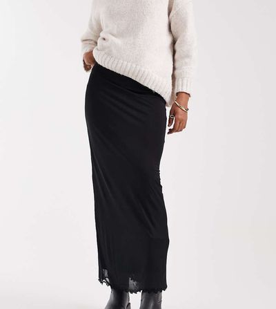 ASOS Tall ASOS DESIGN Tall mesh midi skirt in black