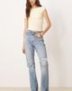 ASOS Tall ASOS DESIGN Tall mid rise straight jeans in lightwash with rips Circular Design Collection-Blue - 1
