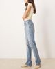 ASOS Tall ASOS DESIGN Tall mid rise straight jeans in lightwash with rips Circular Design Collection-Blue - 3