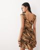 ASOS Tall ASOS DESIGN Tall mini dress with cap sleeves in brown abstract print-Multi - 4