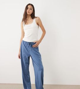 ASOS Tall ASOS DESIGN Tall mix & match cotton pajama pants in denim blue