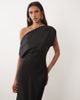 ASOS Tall ASOS DESIGN Tall one shoulder asymmetric satin maxi dress in black - 2