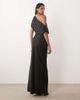 ASOS Tall ASOS DESIGN Tall one shoulder asymmetric satin maxi dress in black - 3