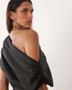 ASOS Tall ASOS DESIGN Tall one shoulder asymmetric satin maxi dress in black - 4