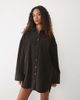 ASOS Tall ASOS DESIGN Tall oversized cord shirt mini dress in washed black - 3