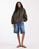 ASOS Tall ASOS DESIGN Tall oversized funnel neck bubble hem bomber jacket in khaki green - 2