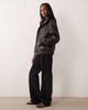 ASOS Tall ASOS DESIGN Tall oversized leather look funnel bomber jacket in chocolate-Brown - 2