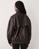 ASOS Tall ASOS DESIGN Tall oversized leather look funnel bomber jacket in chocolate-Brown - 4