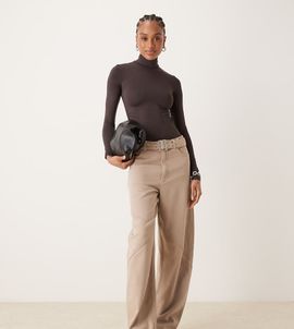 ASOS Tall ASOS DESIGN Tall oversized pants with laundered utility detailing in mushroom-Neutral