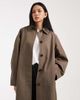 ASOS Tall ASOS DESIGN Tall pleat detail longline trench coat in mushroom-Brown - 2