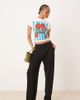 ASOS Tall ASOS DESIGN Tall pleat front tapered linen blend pants in black - 1