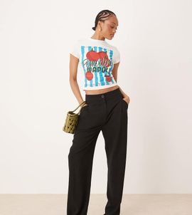 ASOS Tall ASOS DESIGN Tall pleat front tapered linen blend pants in black