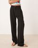 ASOS Tall ASOS DESIGN Tall pleat front tapered linen blend pants in black - 3