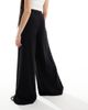 ASOS Tall ASOS DESIGN Tall pleated palazzo wide leg pants with linen in black - 2