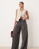 ASOS Tall ASOS DESIGN Tall pleated wide leg pants with tie in gray - 1