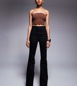 ASOS Tall ASOS DESIGN Tall power stretch sculpt flare jeans in black