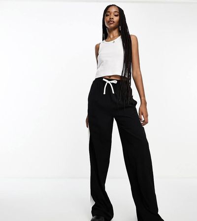 ASOS Tall ASOS DESIGN Tall pull-on pants with contrast panel in black