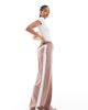 ASOS Tall ASOS DESIGN Tall pull-on pants with contrast panel in mink stripe-Multi - 1
