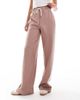 ASOS Tall ASOS DESIGN Tall pull-on pants with contrast panel in mink stripe-Multi - 2