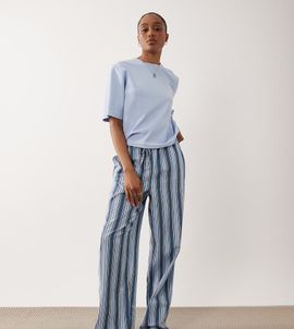 ASOS Tall ASOS DESIGN Tall pull on pants in blue striped print