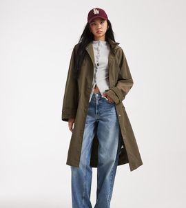 ASOS Tall ASOS DESIGN Tall rain-resistant throw-on coat in khaki-Black