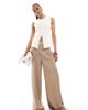 ASOS Tall ASOS DESIGN Tall raw edge trim wide leg pants in camel-pink - 1