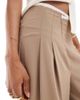 ASOS Tall ASOS DESIGN Tall raw edge trim wide leg pants in camel-pink - 2