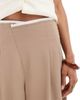 ASOS Tall ASOS DESIGN Tall raw edge trim wide leg pants in camel-pink - 3