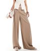 ASOS Tall ASOS DESIGN Tall raw edge trim wide leg pants in camel-pink - 4