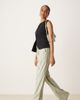 ASOS Tall ASOS DESIGN Tall relaxed straight leg linen blend pants in sage squiggle stripes-Green - 1