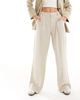 ASOS Tall ASOS DESIGN Tall relaxed straight leg linen mix pants in natural-Neutral - 3
