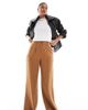 ASOS Tall ASOS DESIGN Tall relaxed straight leg pants in camel-Brown - 1