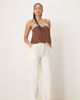 ASOS Tall ASOS DESIGN Tall relaxed straight leg pants with linen in off white - 1