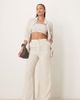 ASOS Tall ASOS DESIGN Tall relaxed straight leg pants with linen in stone-Neutral - 1