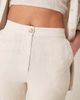 ASOS Tall ASOS DESIGN Tall relaxed straight leg pants with linen in stone-Neutral - 4