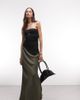 ASOS Tall ASOS DESIGN Tall satin bias midi skirt in khaki-Green - 1