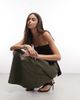 ASOS Tall ASOS DESIGN Tall satin bias midi skirt in khaki-Green - 2