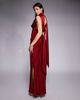ASOS Tall ASOS DESIGN Tall satin cowl neck midi dress with scarf neck ties and twisted back in burgundy-Red - 3