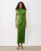 ASOS Tall ASOS DESIGN Tall satin high neck pleated bodice midi dress in green - 2