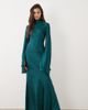 ASOS Tall ASOS DESIGN Tall satin maxi dress with split sleeve and scarf detail in teal-Blue - 1