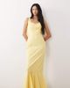 ASOS Tall ASOS DESIGN Tall scoop neck fishtail godet maxi dress in buttermilk yellow-Multi - 1