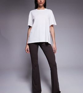 ASOS Tall ASOS DESIGN Tall sculpting cross front flare pants in chocolate-Brown