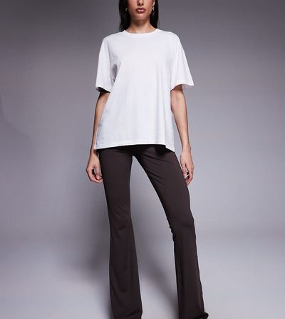 ASOS Tall ASOS DESIGN Tall sculpting cross front flare pants in chocolate-Brown