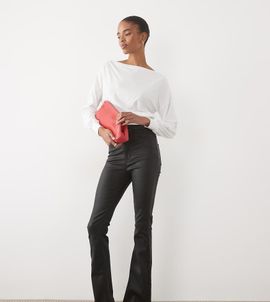 ASOS Tall ASOS DESIGN Tall sculpting super stretch flare in coated black