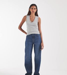 ASOS Tall ASOS DESIGN Tall slim barrel jeans in dark blue-Navy