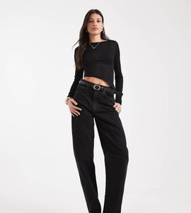 ASOS Tall ASOS DESIGN Tall slim barrel leg jeans in washed black